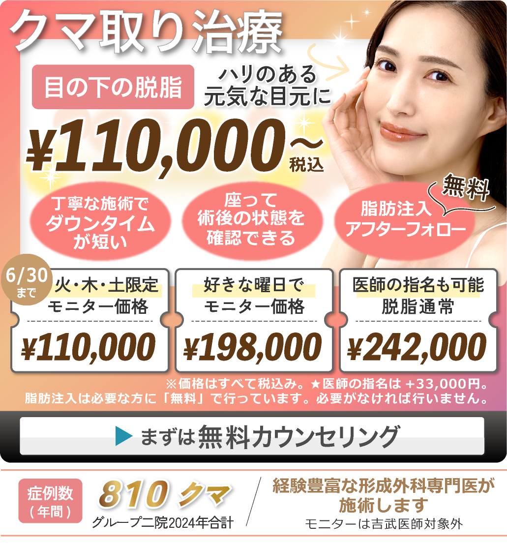 東京・世田谷・駒沢で目の下のたるみ・目の下のクマ・クマ取り治療を提供しているネス駒沢クリニックのモニター募集