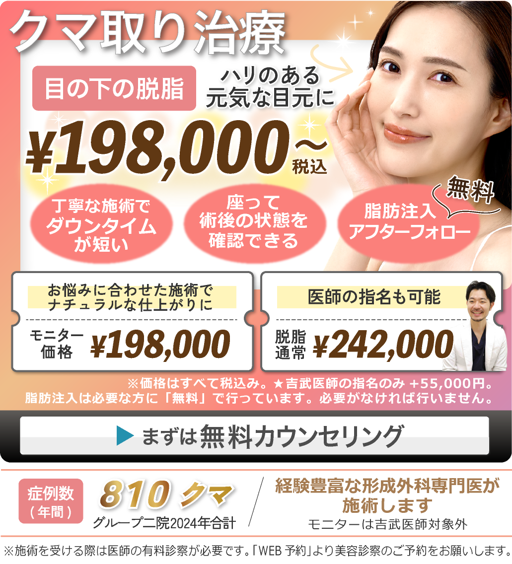 東京・世田谷・駒沢で目の下のたるみ・目の下のクマ・クマ取り治療を提供しているネス駒沢クリニックのモニター募集