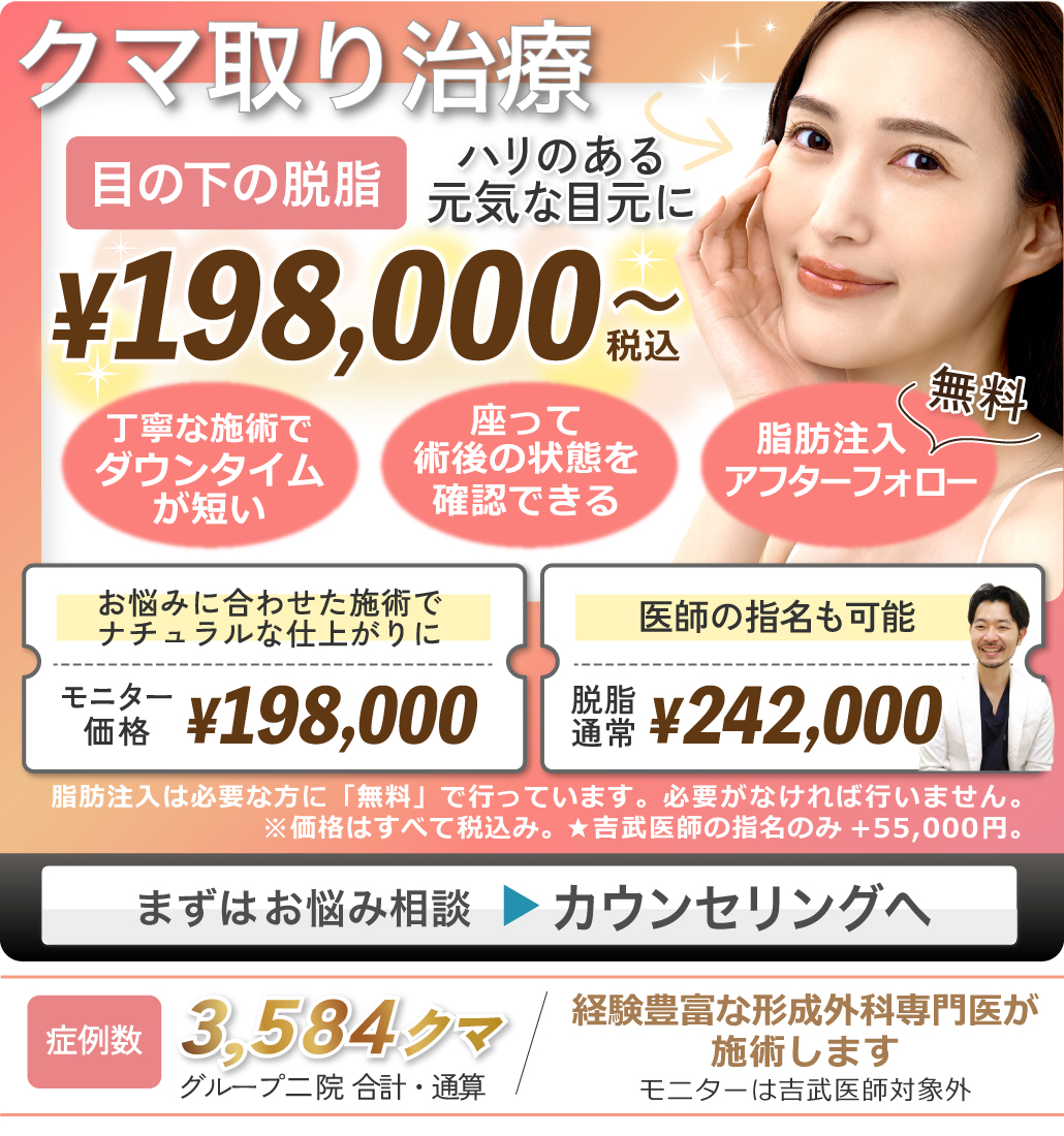 東京・世田谷・駒沢で目の下のたるみ・目の下のクマ・クマ取り治療を提供しているネス駒沢クリニックのモニター募集